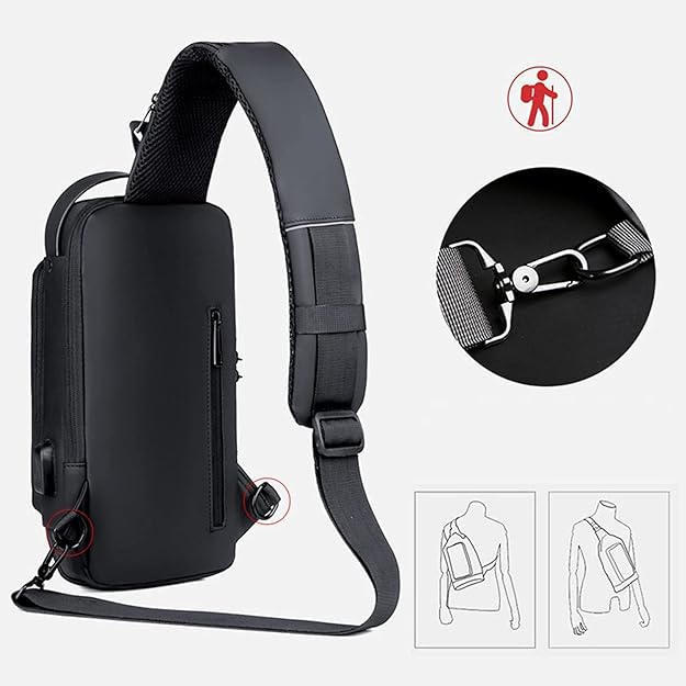 🎒 Multifunction Sling Bag – Stylish, Compact & Travel-Ready 🖤✨