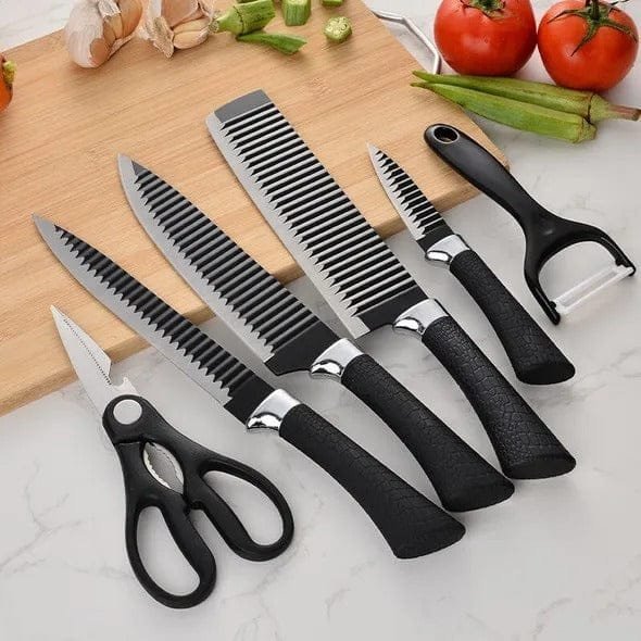 KUNZHISHENG 6-Piece Kitchen Knife Set with Soft Grip Handles