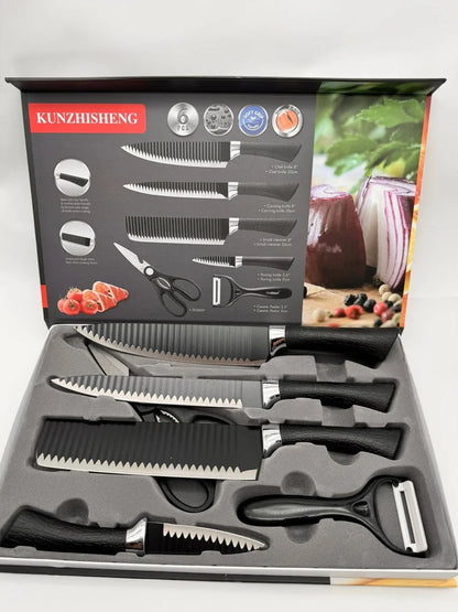 KUNZHISHENG 6-Piece Kitchen Knife Set with Soft Grip Handles