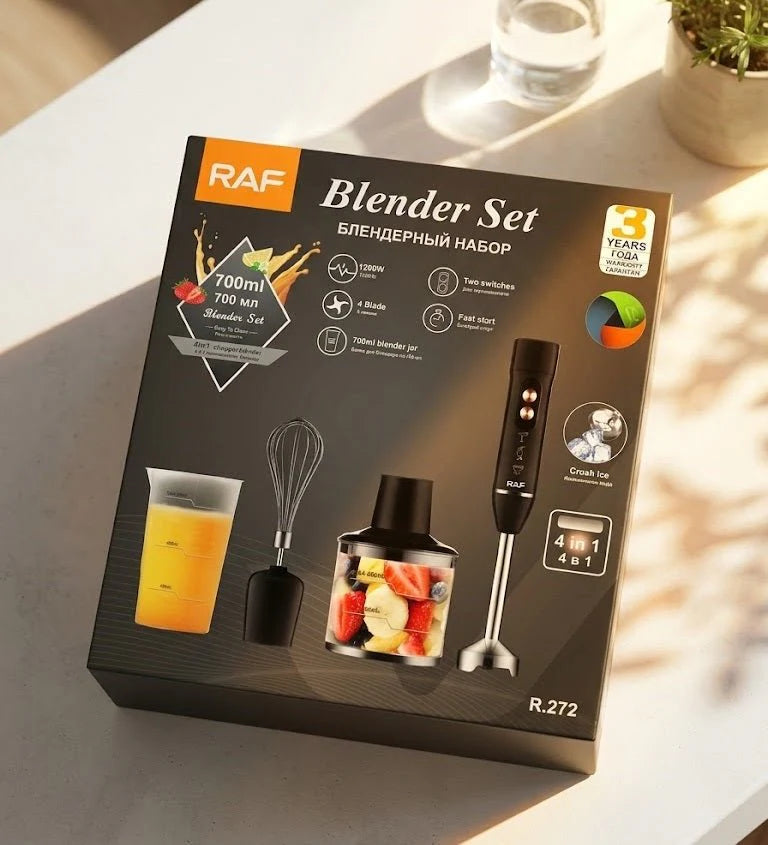 RAF 4-in-1 Hand Blender Set 1200W – Blend, Chop, Whisk & Mix