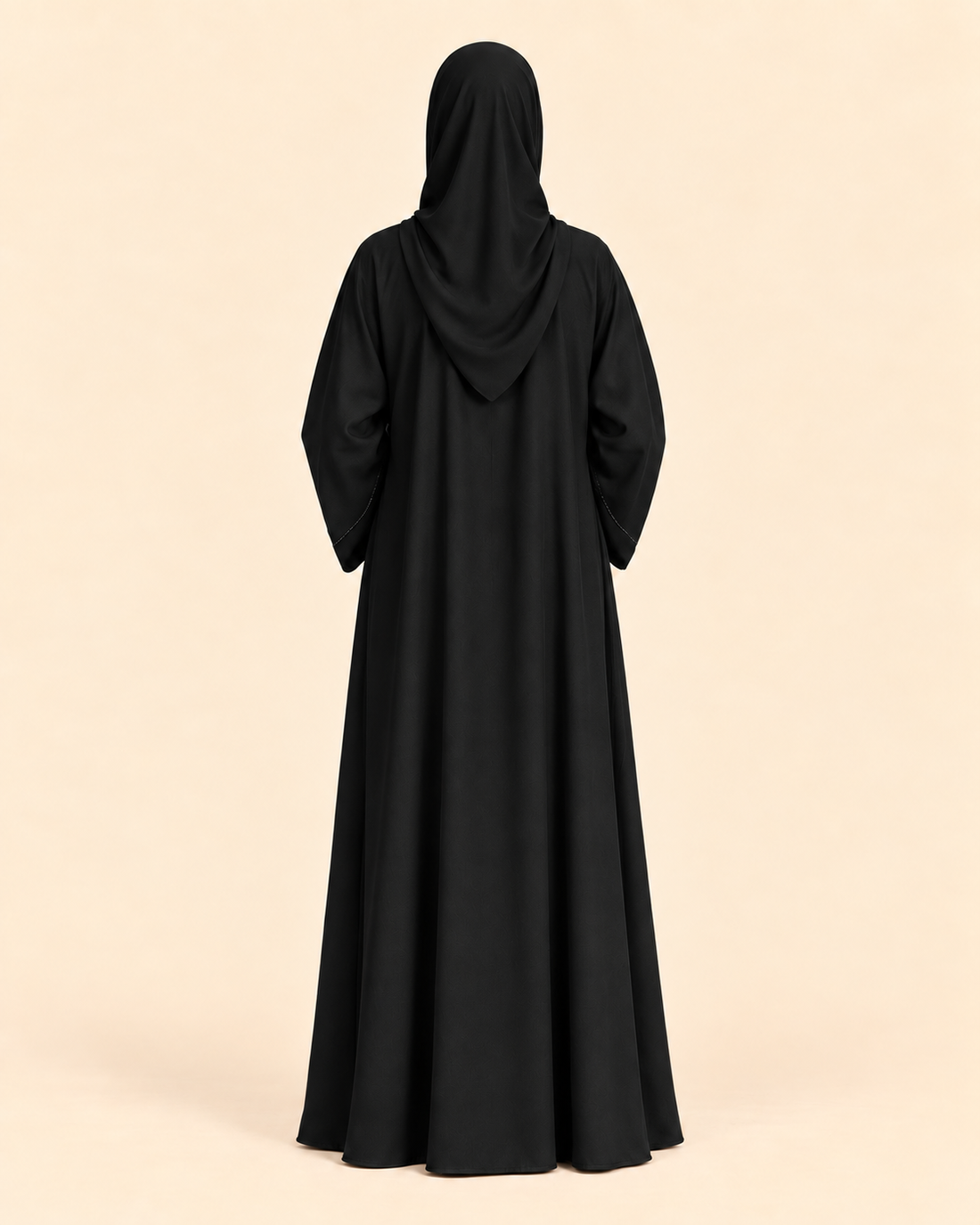 Noir Beaded Edge Abaya Set