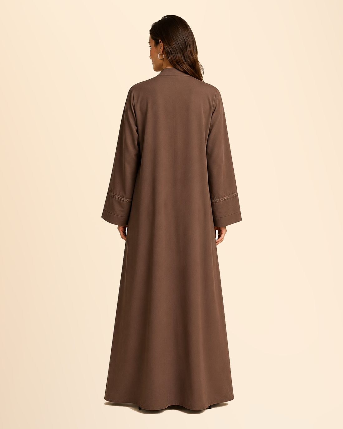 Mocha Brown Floral Crystal Detail Abaya