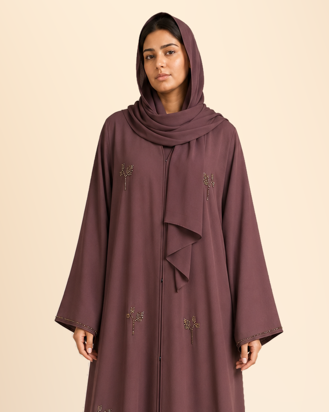 Rosewood Crystal Leaf Abaya
