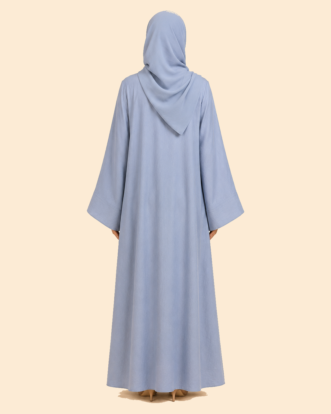 Blue Mist Wide-Sleeve 3-Piece Abaya Set