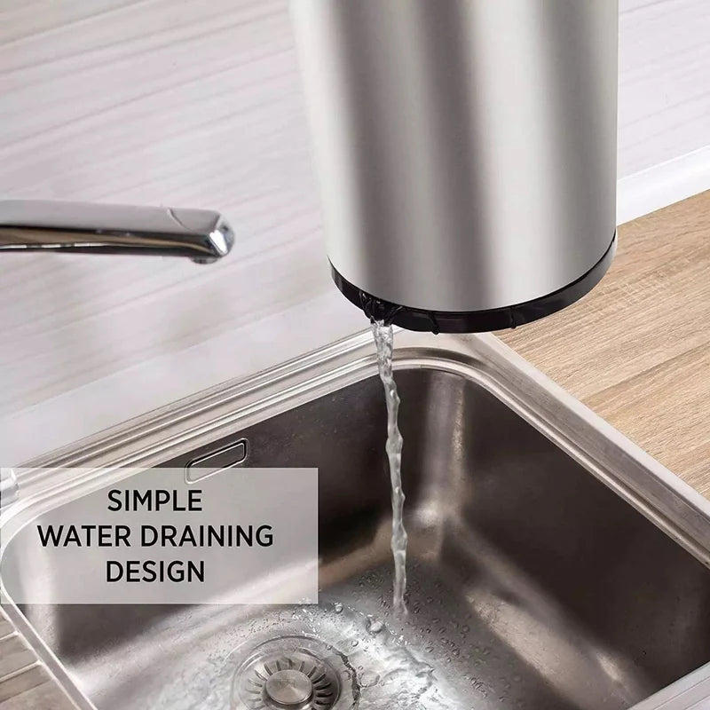 Stainless Steel Rotating Kitchen Utensil Holder with Drainage