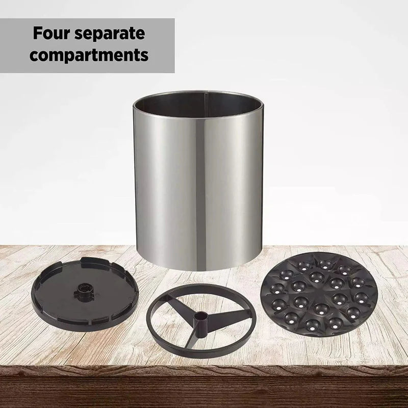 Stainless Steel Rotating Kitchen Utensil Holder with Drainage